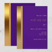ロイヤルパープル＆ゴールド エレガント グラム イベントまたはディナー 招待状 (正面/裏面)