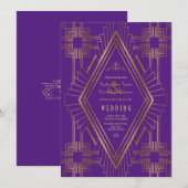 ロイヤルパープル ゴールド グレートギャツビー ウェディング 招待状 (正面/裏面)