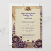 ロイヤルパープル&ゴールド バロック ウェディング カード (裏面)