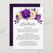 ロイヤルパープル バイオレット ゴールド ボタニカル ウェディング 詳細 エンクロージャーカード (正面/裏面)