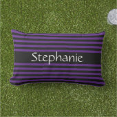 ロイヤルパープル ブラック ストライプ ホワイト オーダーメイド ネーム アウトドアクッション (芝生)