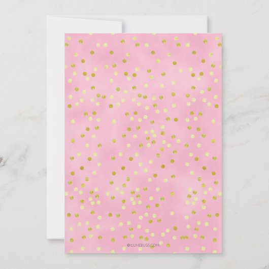 ロイヤルピンクゴールドプリンセス フローラルベイビーシャワー 招待状 (裏面)