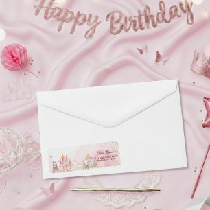 ロイヤルピンクプリンセスキャッスルユニコーン4歳の誕生日 ラベル