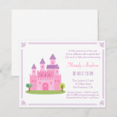 ロイヤルピンクプリンセス城ベイビーガールシャワーパーティ 招待状 (正面/裏面)
