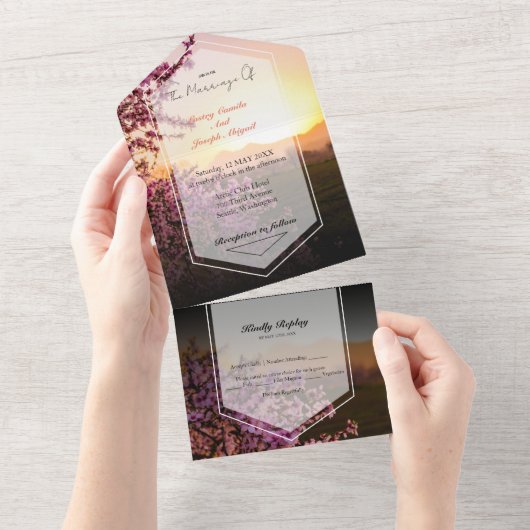 ロイヤルピンクローズ オールインワン招待状 (貼ってはがせる)