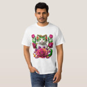 ロイヤルフラワー猫アートTシャツ Tシャツ (正面フル)