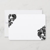 ロイヤルブラックダマスク結婚式RSVP 出欠カード (正面)