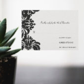 ロイヤルブラックダマスク結婚式RSVP 出欠カード