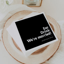 ロイヤルブラック Eat Drink We're Married ウェディング  スタンダードカクテルナプキン