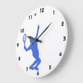 ロイヤルブルーおよび白のテニス ラージ壁時計 (傾斜)