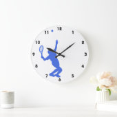 ロイヤルブルーおよび白のテニス ラージ壁時計 (ホーム)