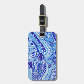 ロイヤルブルーおよび白Mingはパターン芸術のスタイルを作ります ラゲッジタグ (正面縦)