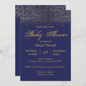 ロイヤルブルーおよび金ゴールドのベビーシャワーの招待状 招待状 (正面/裏面)