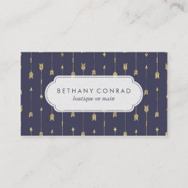 ロイヤルブルーおよび金ゴールドの矢 名刺