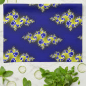 ロイヤルブルーおよび黄色の渦巻 キッチンタオル (折り畳み)