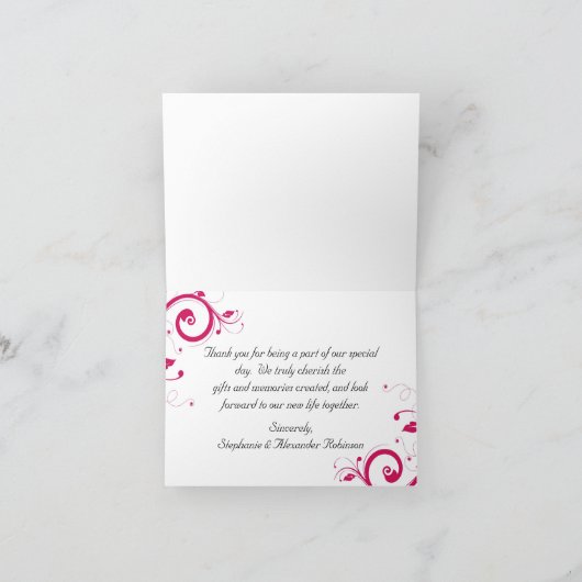 ロイヤルブルーか赤紫の渦巻は感謝していしています サンキューカード (内部)