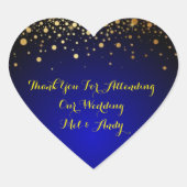 ロイヤルブルーとゴールドのカスタマイズ可能な結婚式のステッカー ハートシール (正面)