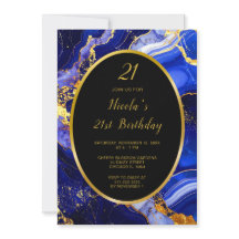 ロイヤルブルーとゴールドのマーブルアゲートの誕生日パーティー