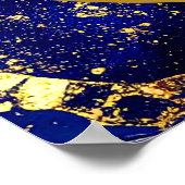 ロイヤルブルーとゴールドのマーブルアゲート誕生日パーティー ポスター (角)