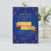 ロイヤルブルーとゴールドの出欠確認カード 出欠カード (スタンド正面)