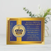 ロイヤルブルーとゴールドの王子様の誕生日パーティー 招待状 (スタンド正面)