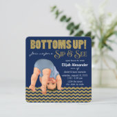 ロイヤルブルーとゴールドの男の子 シップ&シー 招待状 (スタンド正面)