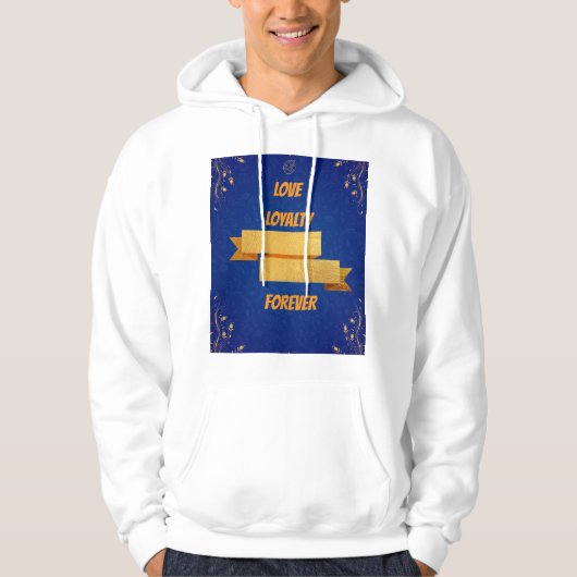 ロイヤルブルーとゴールドの結婚式Tシャツデザイン パーカ (正面)