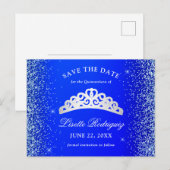 ロイヤルブルーとシルバーのキンセアニェラ　保存日 ポストカード (正面/裏面)