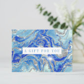 ロイヤルブルーとシルバーの大理石のギフト券 (スタンド正面)