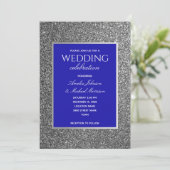 ロイヤルブルーとシルバーの結婚式 招待状 (スタンド正面)