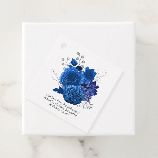 ロイヤルブルーとシルバーの花 フェイバータグ (インサイチュ)