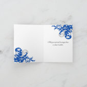 ロイヤルブルーとシルバーの華やかな感謝 サンキューカード (内部)