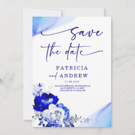 ロイヤルブルーとダスティーブルーのバラ　Save the Date 招待状