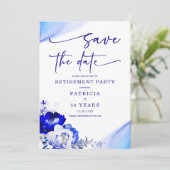 ロイヤルブルーとダスティーブルーの退職おめでとうございます - 日程保存 招待状 (スタンド正面)