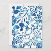 ロイヤルブルーとピンクの花の結婚式 招待状 (裏面)