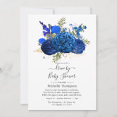 ロイヤルブルーとフェイクフォイルゴールドのドライブバイシャワー 招待状 (正面)