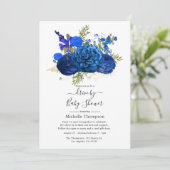 ロイヤルブルーとフェイクフォイルゴールドのドライブバイシャワー 招待状 (スタンド正面)