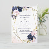 ロイヤルブルーとブッシュの結婚式テンプレート 招待状 (スタンド正面)