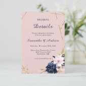 ロイヤルブルーとブッシュの結婚式詳細テンプレート 招待状 (スタンド正面)