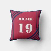 ロイヤルブルーとレッドのスポーツにインスパイアされたスローピロー クッション (裏面)