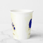 ロイヤルブルーと白の花に金の装飾 紙コップ (右)