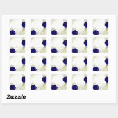 ロイヤルブルーと白の花のウェディング スクエアシール (シート)