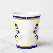 ロイヤルブルーと白の花のゴールドの花輪 紙コップ (右)