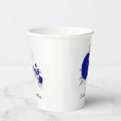ロイヤルブルーと白の花 シルバー 紙コップ (右)
