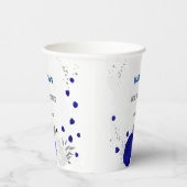 ロイヤルブルーと白の花 シルバー 紙コップ (右)