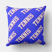 ロイヤルブルーにスポーティなレトロホワイト&レッドのTENNISテキ クッション (裏面)