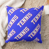 ロイヤルブルーにスポーティなレトロホワイト&レッドのTENNISテキ クッション (ブランケット)
