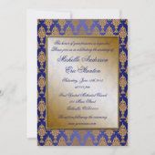 ロイヤルブルーに輝くダマスクゴールド 招待状 (正面)