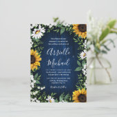 ロイヤルブルーのひまわりカントリー結婚式招待状 招待状 (スタンド正面)