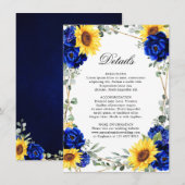ロイヤルブルーのひまわり幾何学的な結婚式の詳細 エンクロージャーカード (正面/裏面)